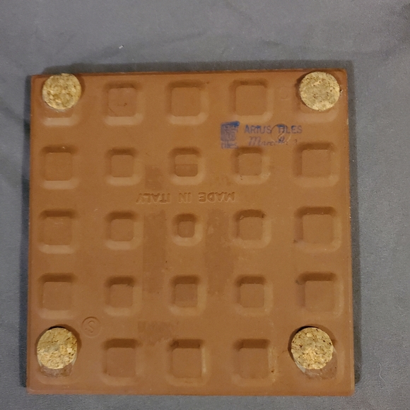 Vntg Handmade Italy Artus Tiles Black & White Cat Ceramic Trivet w/ Artist Stamp - Picture 3 of 4